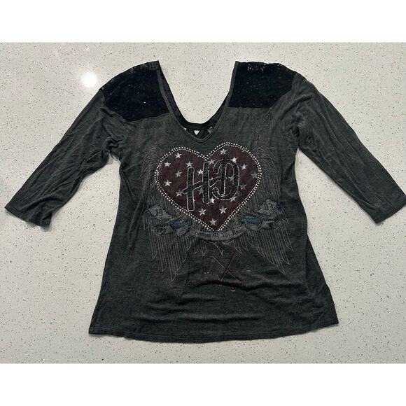 Harley-Davidson heart rhinestone shirt Size XL - Picture 1 of 6